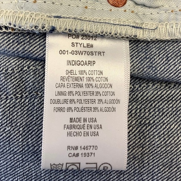 NEW RE/DONE LEVIS Sz 27 70s Straight Indigo Ass Rip Denim Jeans $475 msrp I17-1 - Picture 12 of 13